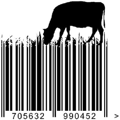cow eating barcode artwork