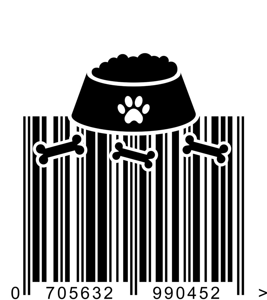 dog bowl barcode artwork