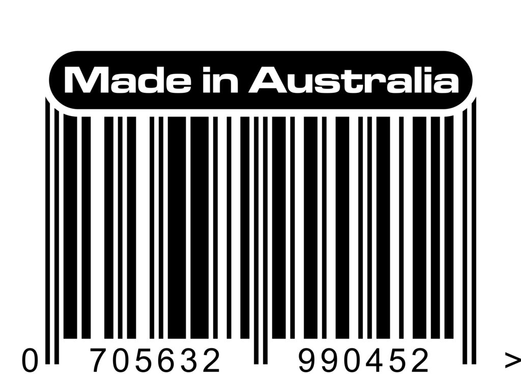 made in AUS barcode artwork