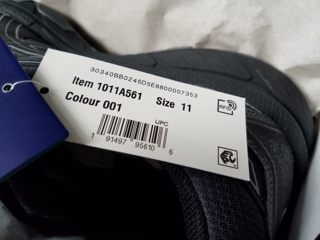 Barcode on shoe