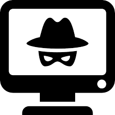computer with incognito logo 